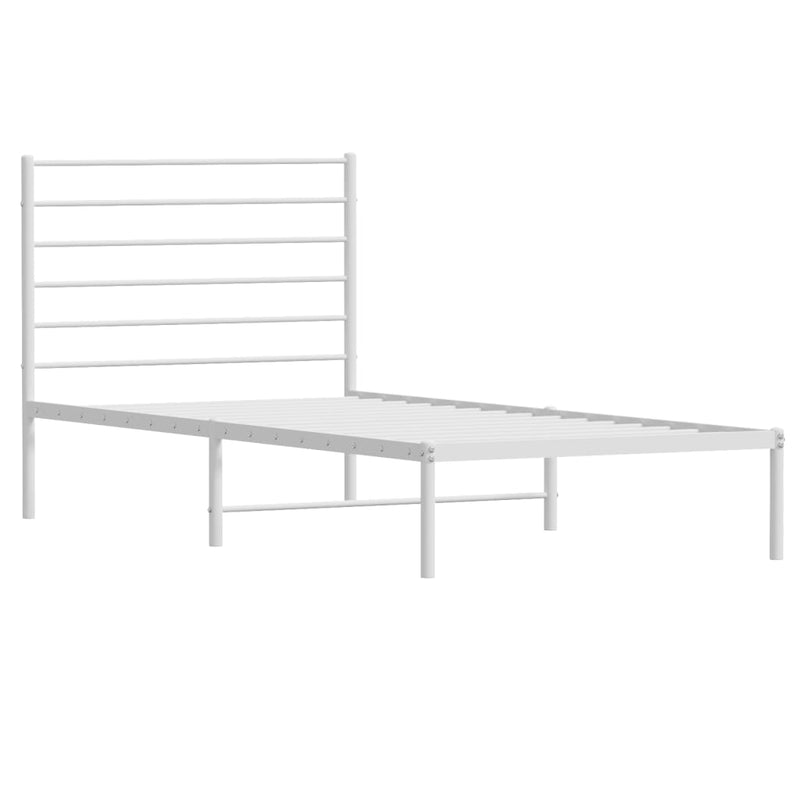 Metal Bed Frame without Mattress with Headboard White 90x190 cm