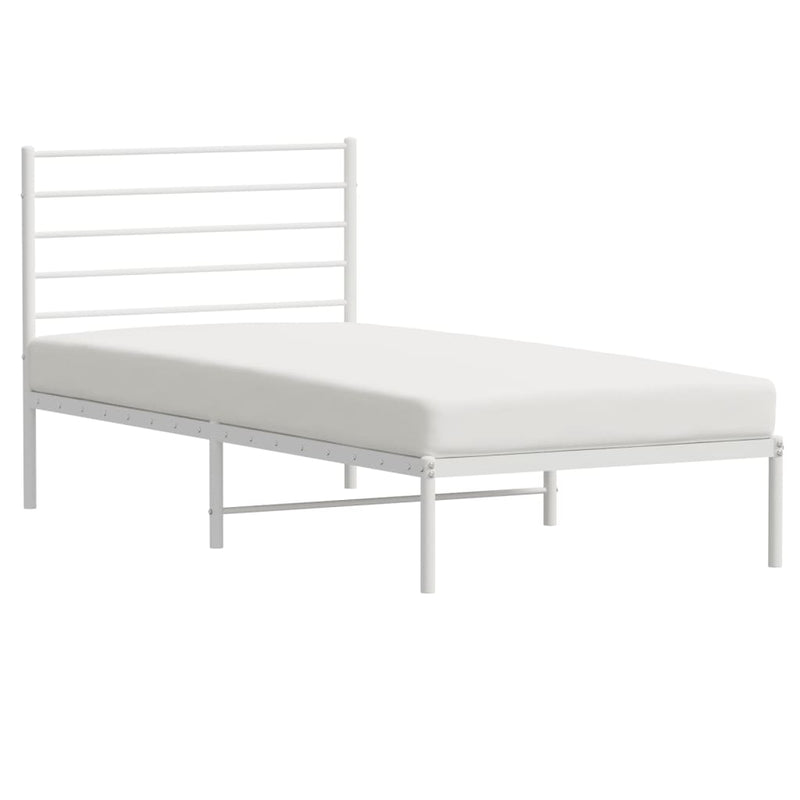 Metal Bed Frame without Mattress with Headboard White 90x190 cm