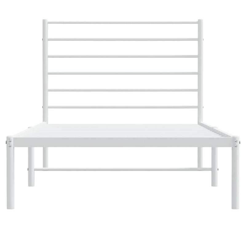 Metal Bed Frame without Mattress with Headboard White 90x190 cm