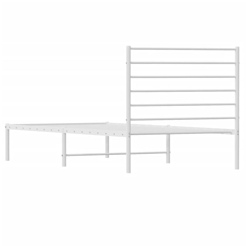 Metal Bed Frame without Mattress with Headboard White 90x190 cm