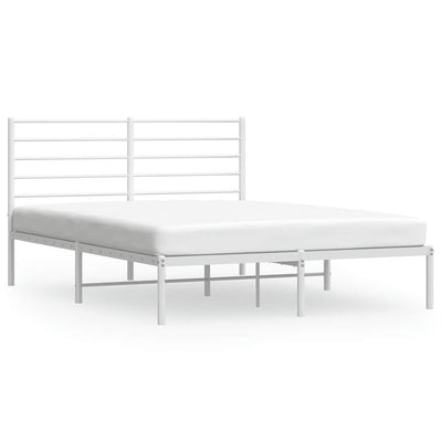 Metal Bed Frame without Mattress with Headboard White 135x190 cm