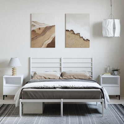 Metal Bed Frame without Mattress with Headboard White 135x190 cm