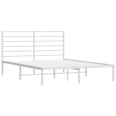 Metal Bed Frame without Mattress with Headboard White 135x190 cm