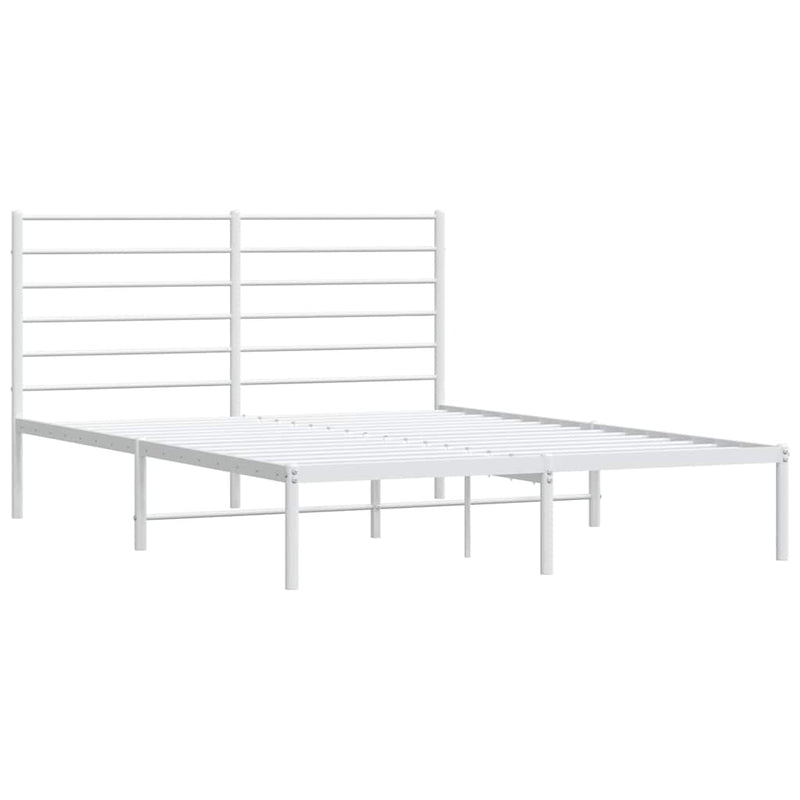 Metal Bed Frame without Mattress with Headboard White 135x190 cm