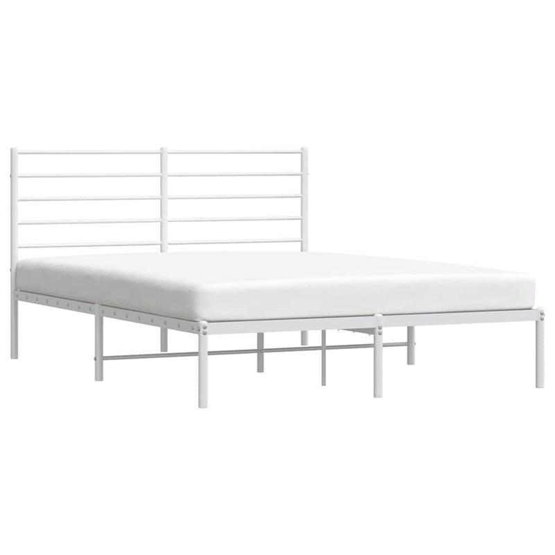 Metal Bed Frame without Mattress with Headboard White 135x190 cm