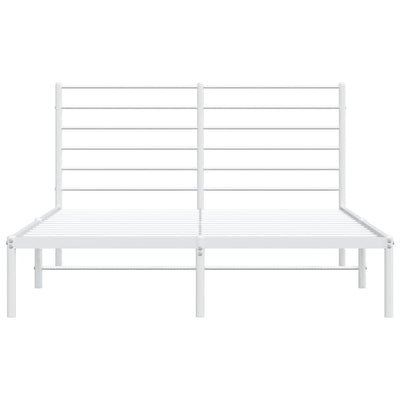 Metal Bed Frame without Mattress with Headboard White 135x190 cm