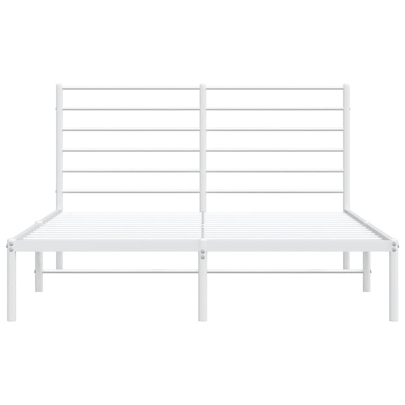 Metal Bed Frame without Mattress with Headboard White 135x190 cm