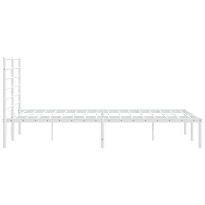 Metal Bed Frame without Mattress with Headboard White 135x190 cm