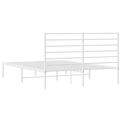 Metal Bed Frame without Mattress with Headboard White 135x190 cm