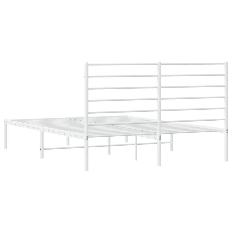 Metal Bed Frame without Mattress with Headboard White 135x190 cm