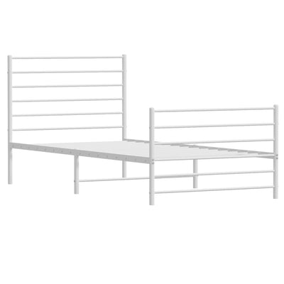 Metal Bed Frame without Mattress with Footboard White 107x203 cm King Single