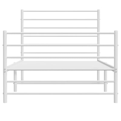 Metal Bed Frame without Mattress with Footboard White 107x203 cm King Single