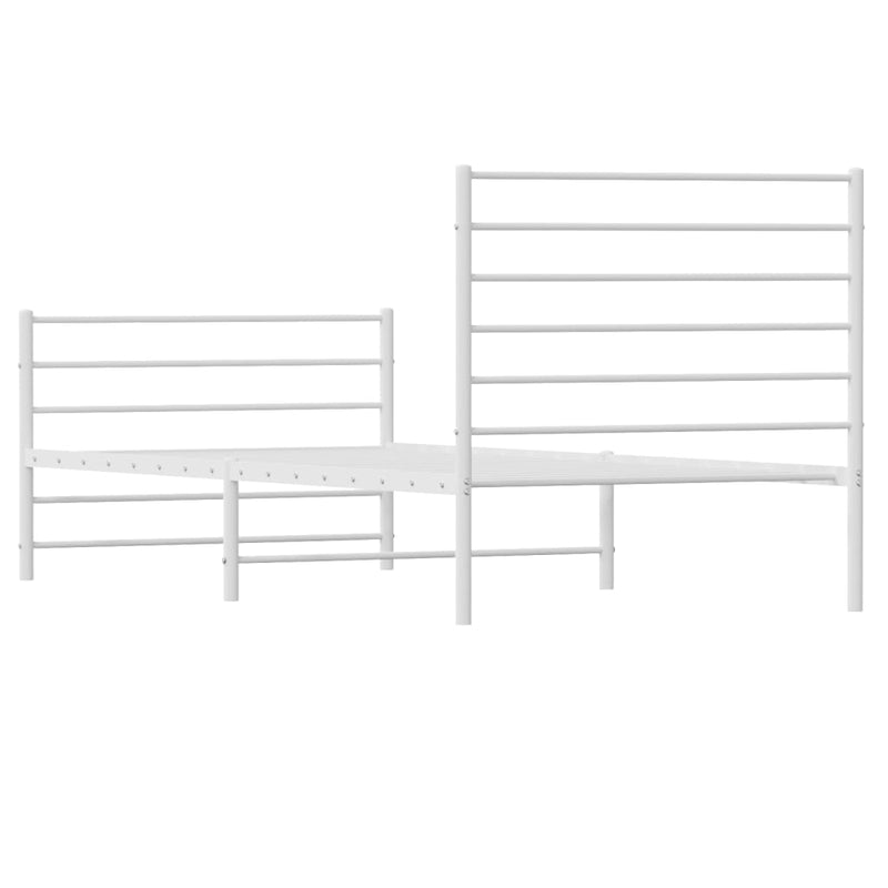 Metal Bed Frame without Mattress with Footboard White 107x203 cm King Single