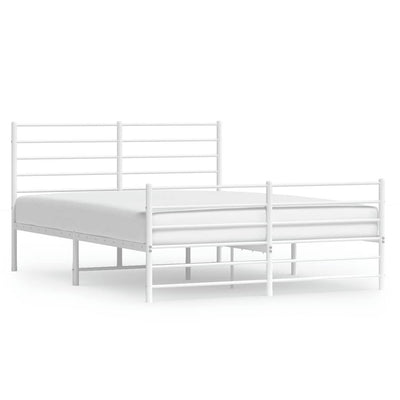 Metal Bed Frame without Mattress with Footboard White 135x190 cm