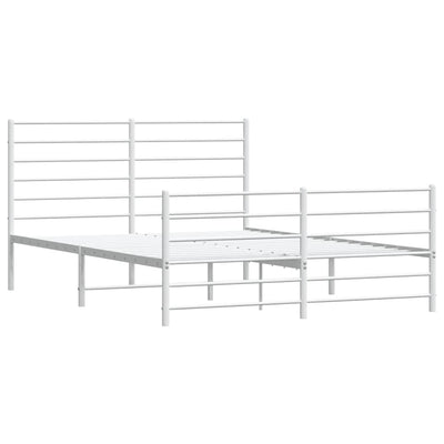 Metal Bed Frame without Mattress with Footboard White 135x190 cm