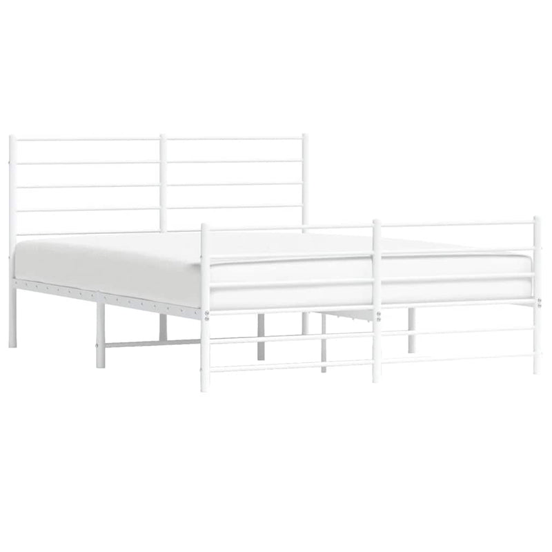 Metal Bed Frame without Mattress with Footboard White 135x190 cm