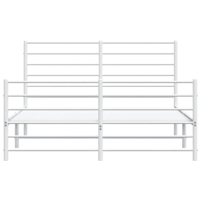 Metal Bed Frame without Mattress with Footboard White 135x190 cm