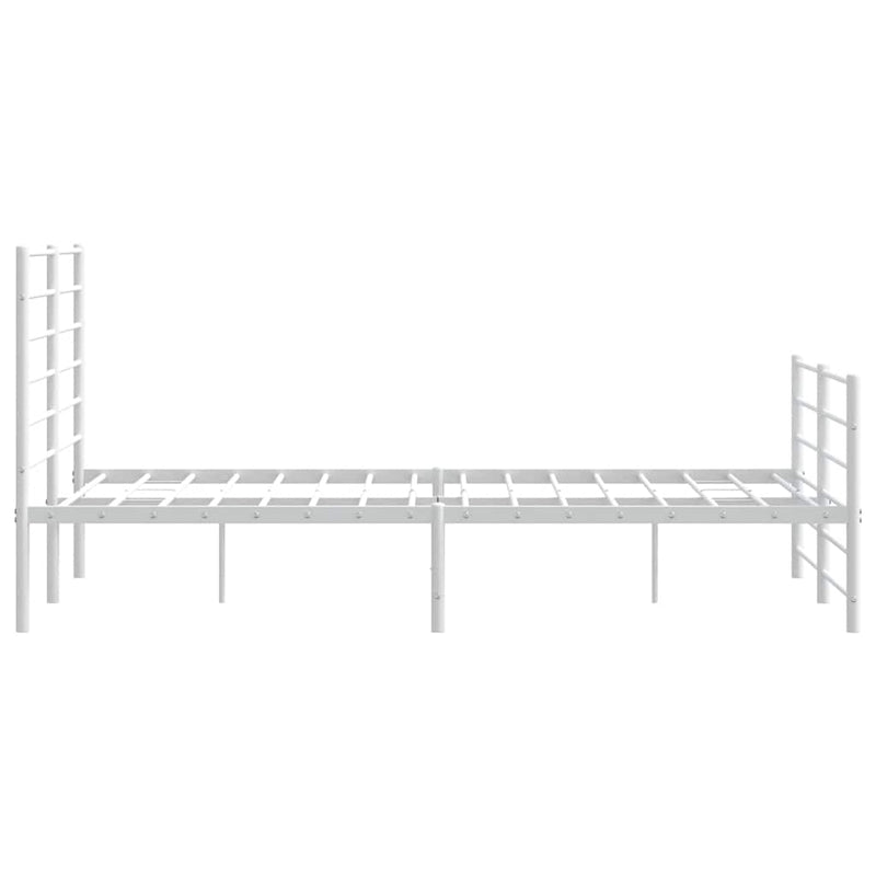 Metal Bed Frame without Mattress with Footboard White 135x190 cm