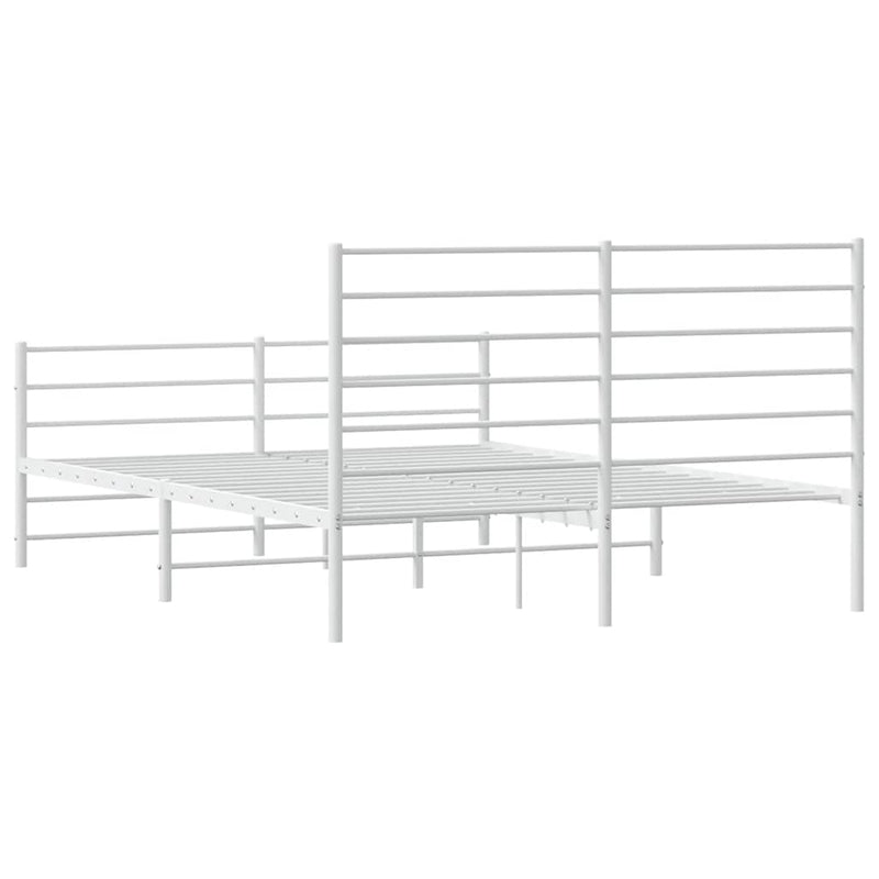 Metal Bed Frame without Mattress with Footboard White 135x190 cm