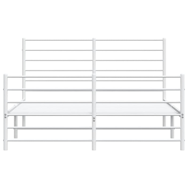 Metal Bed Frame without Mattress with Footboard White 150x200 cm