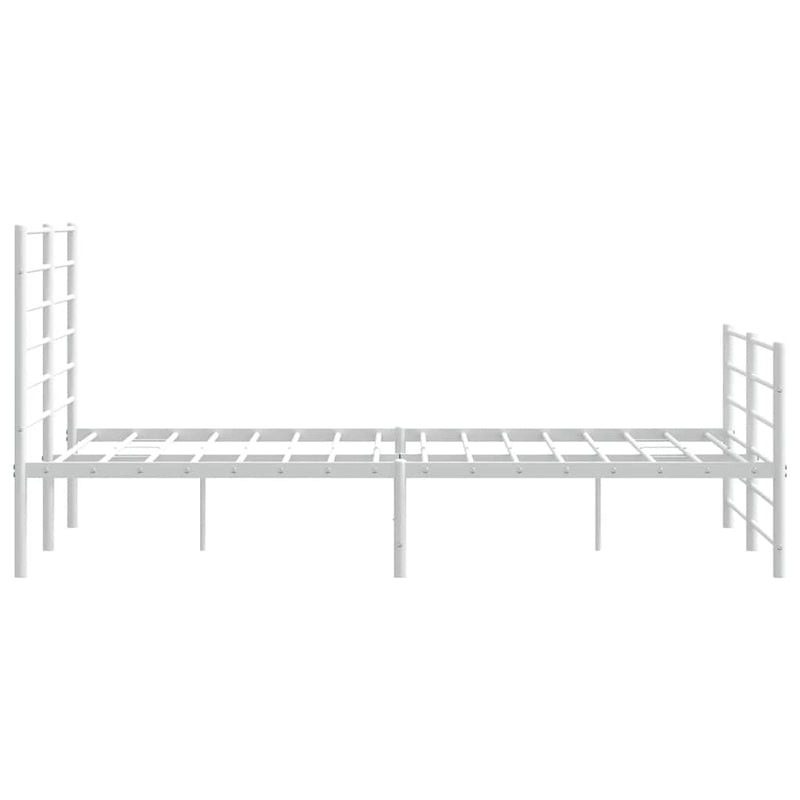 Metal Bed Frame without Mattress with Footboard White 150x200 cm