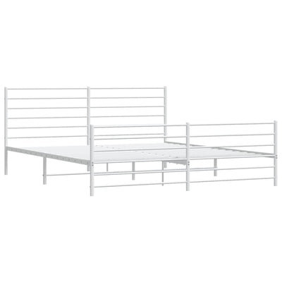 Metal Bed Frame without Mattress with Footboard White 183x203 cm King