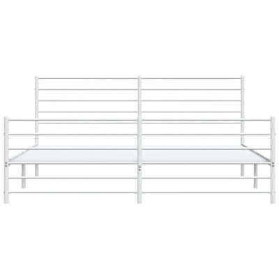 Metal Bed Frame without Mattress with Footboard White 183x203 cm King