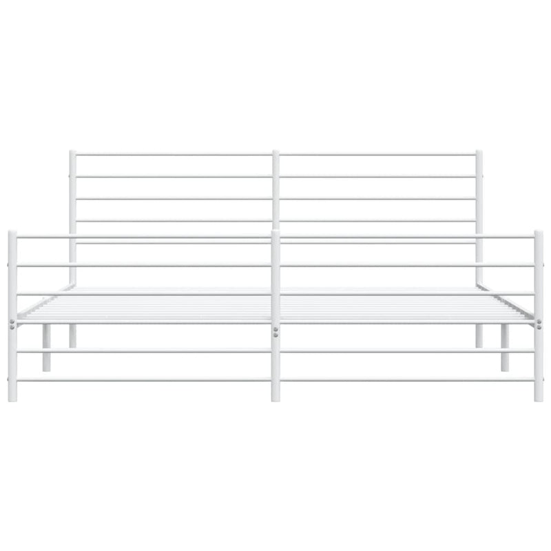 Metal Bed Frame without Mattress with Footboard White 183x203 cm King