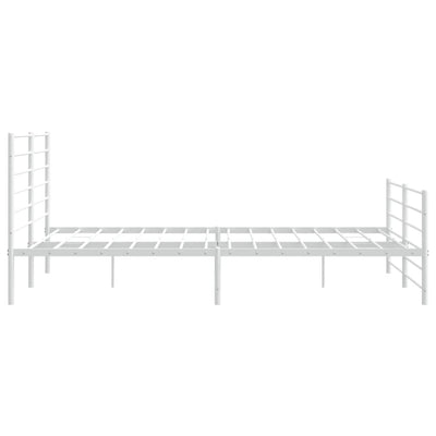 Metal Bed Frame without Mattress with Footboard White 183x203 cm King