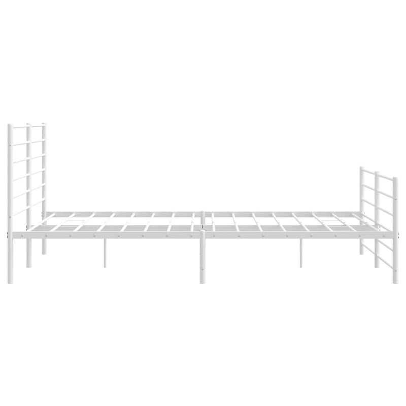 Metal Bed Frame without Mattress with Footboard White 183x203 cm King