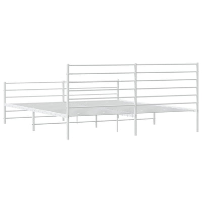 Metal Bed Frame without Mattress with Footboard White 183x203 cm King