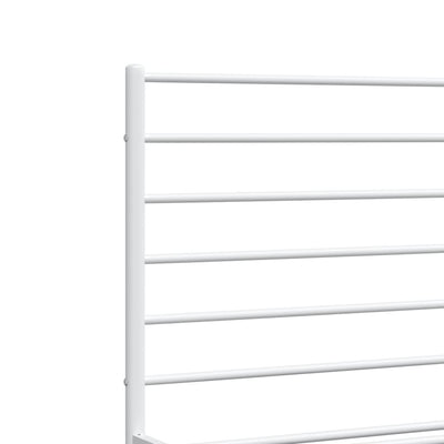 Metal Bed Frame without Mattress with Footboard White 183x203 cm King