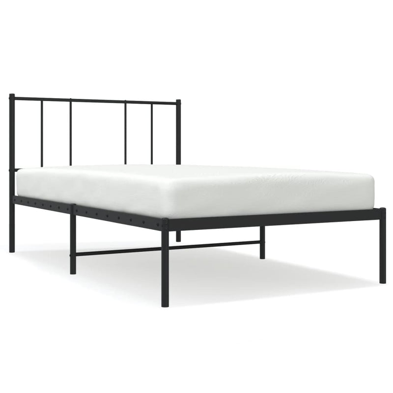 Metal Bed Frame without Mattress with Headboard Black 107x203 cm King Single