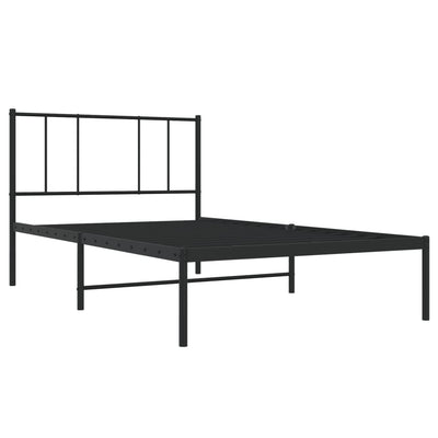 Metal Bed Frame without Mattress with Headboard Black 107x203 cm King Single