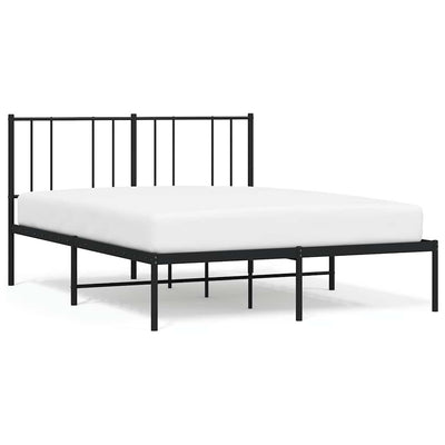 Metal Bed Frame without Mattress with Headboard Black 135x190 cm