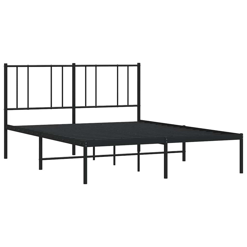 Metal Bed Frame without Mattress with Headboard Black 135x190 cm