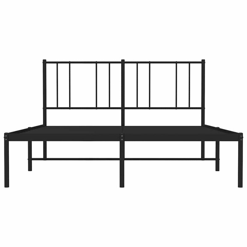 Metal Bed Frame without Mattress with Headboard Black 135x190 cm