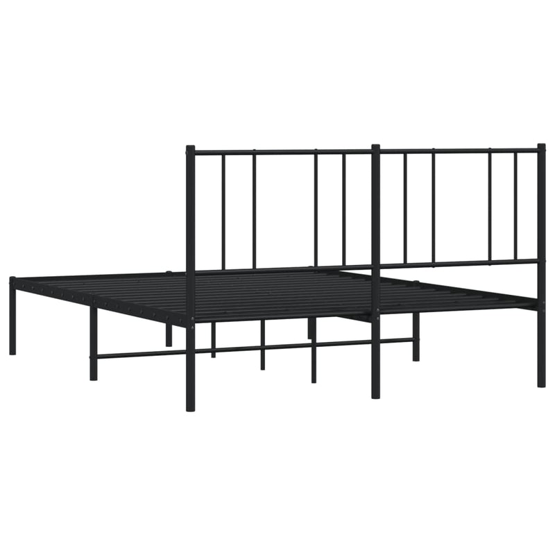 Metal Bed Frame without Mattress with Headboard Black 135x190 cm