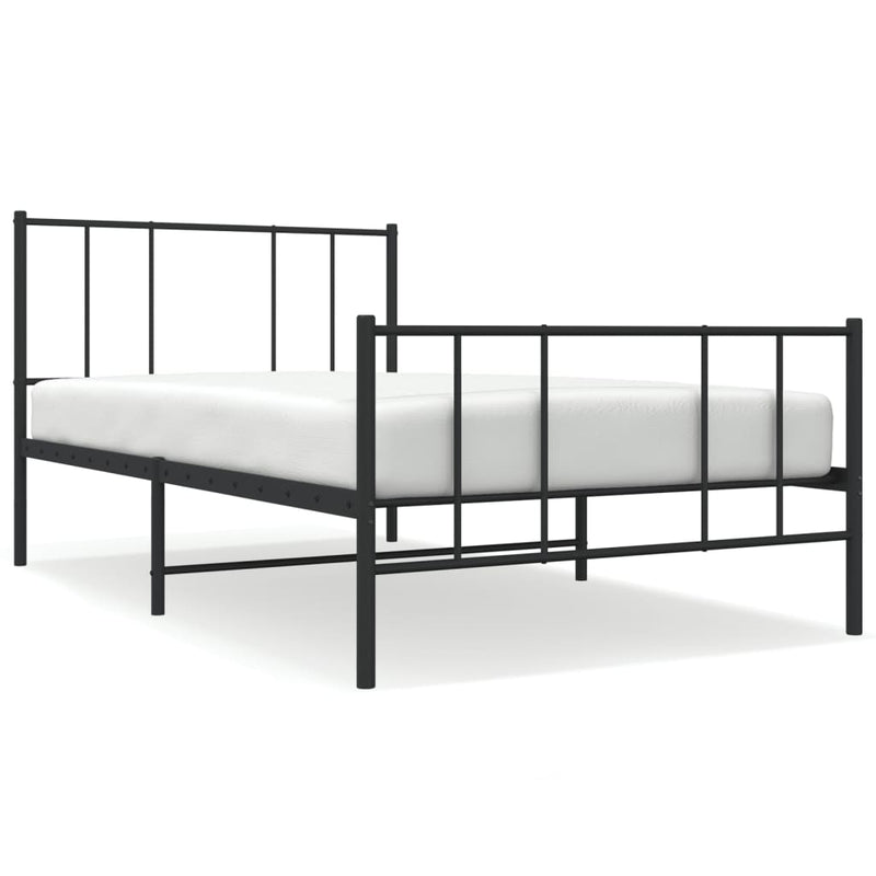 Metal Bed Frame without Mattress with Footboard Black 107x203 cm King Single