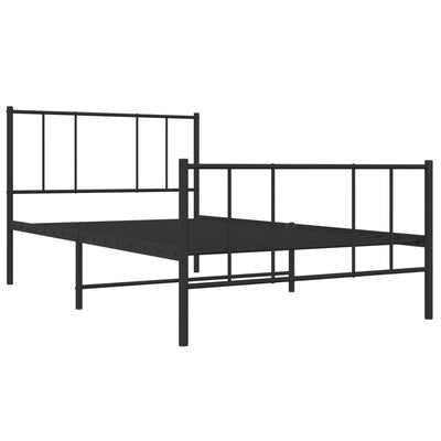 Metal Bed Frame without Mattress with Footboard Black 107x203 cm King Single