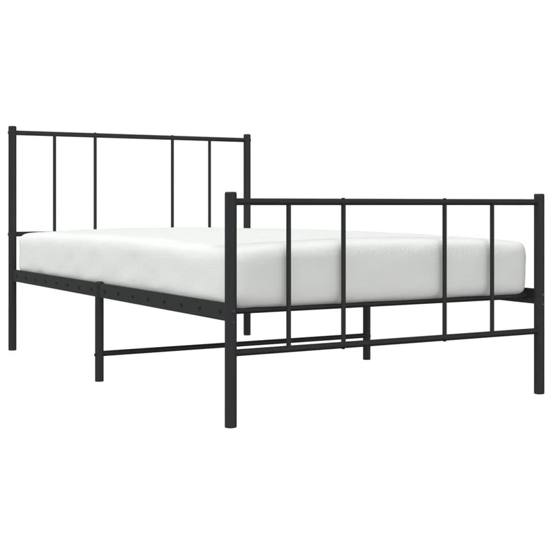 Metal Bed Frame without Mattress with Footboard Black 107x203 cm King Single