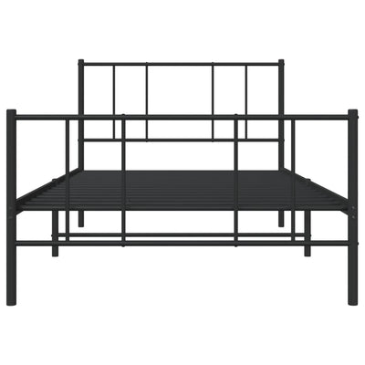 Metal Bed Frame without Mattress with Footboard Black 107x203 cm King Single