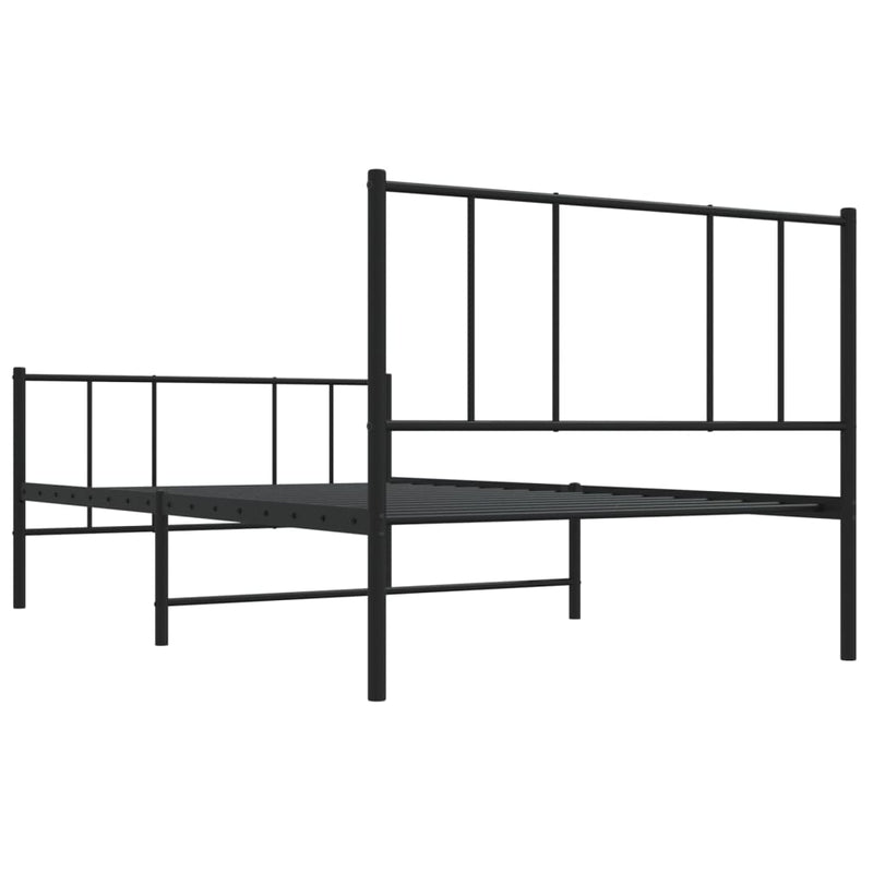 Metal Bed Frame without Mattress with Footboard Black 107x203 cm King Single