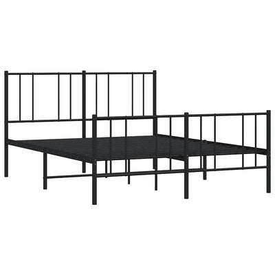 Metal Bed Frame without Mattress with Footboard Black 135x190 cm