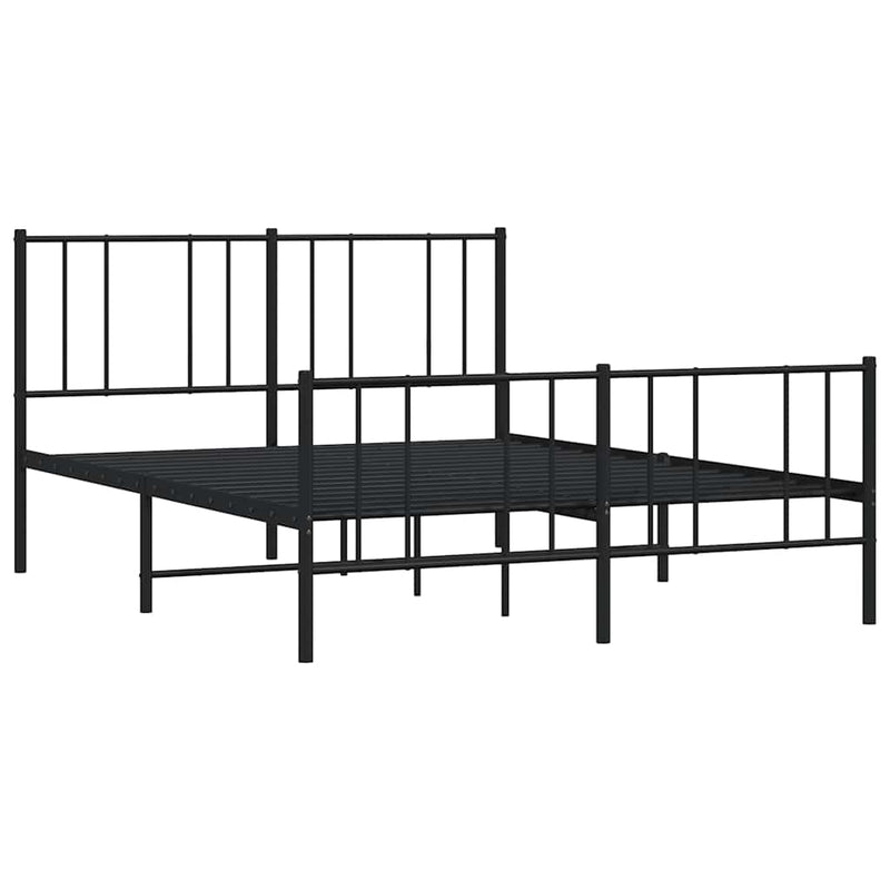 Metal Bed Frame without Mattress with Footboard Black 135x190 cm