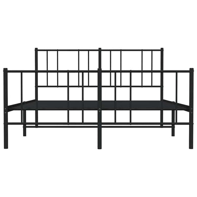 Metal Bed Frame without Mattress with Footboard Black 135x190 cm