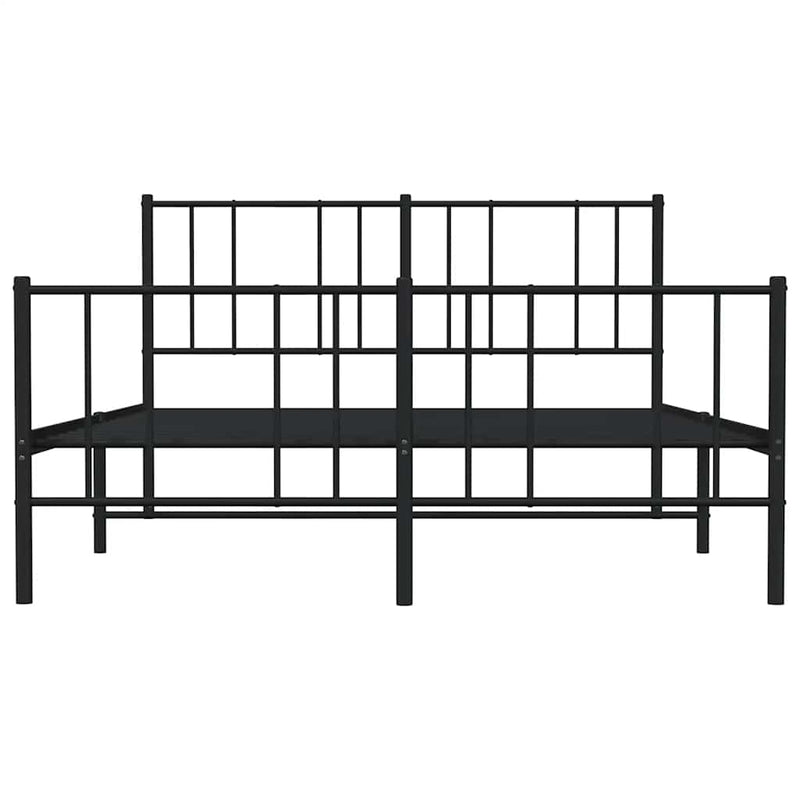 Metal Bed Frame without Mattress with Footboard Black 135x190 cm