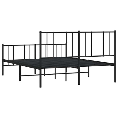 Metal Bed Frame without Mattress with Footboard Black 135x190 cm