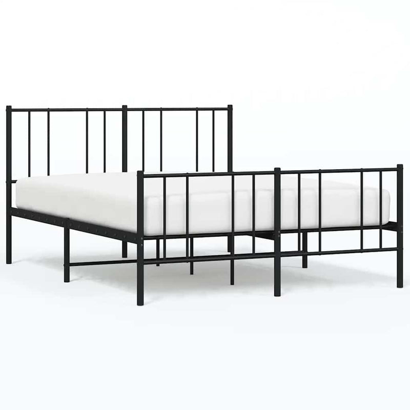 Metal Bed Frame without Mattress with Footboard Black 150x200 cm