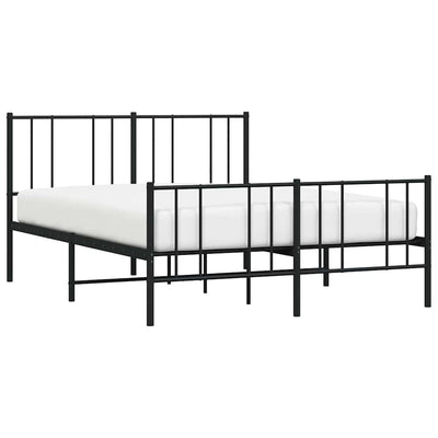 Metal Bed Frame without Mattress with Footboard Black 150x200 cm